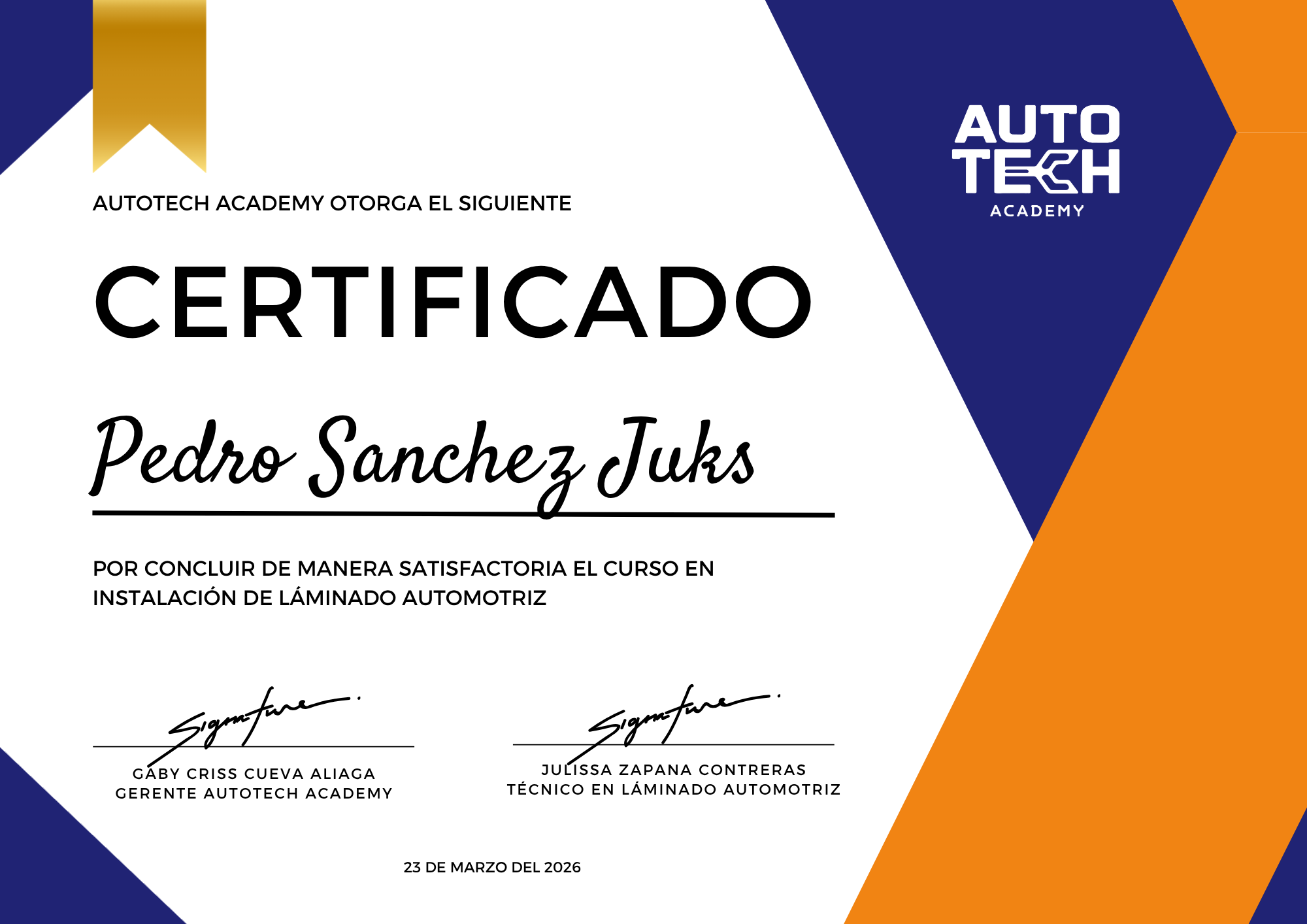 Certificado Automotriz
